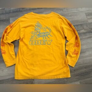 Obey Scorpion Rose Long Sleeve Graphic Tee – Yellow – Size L